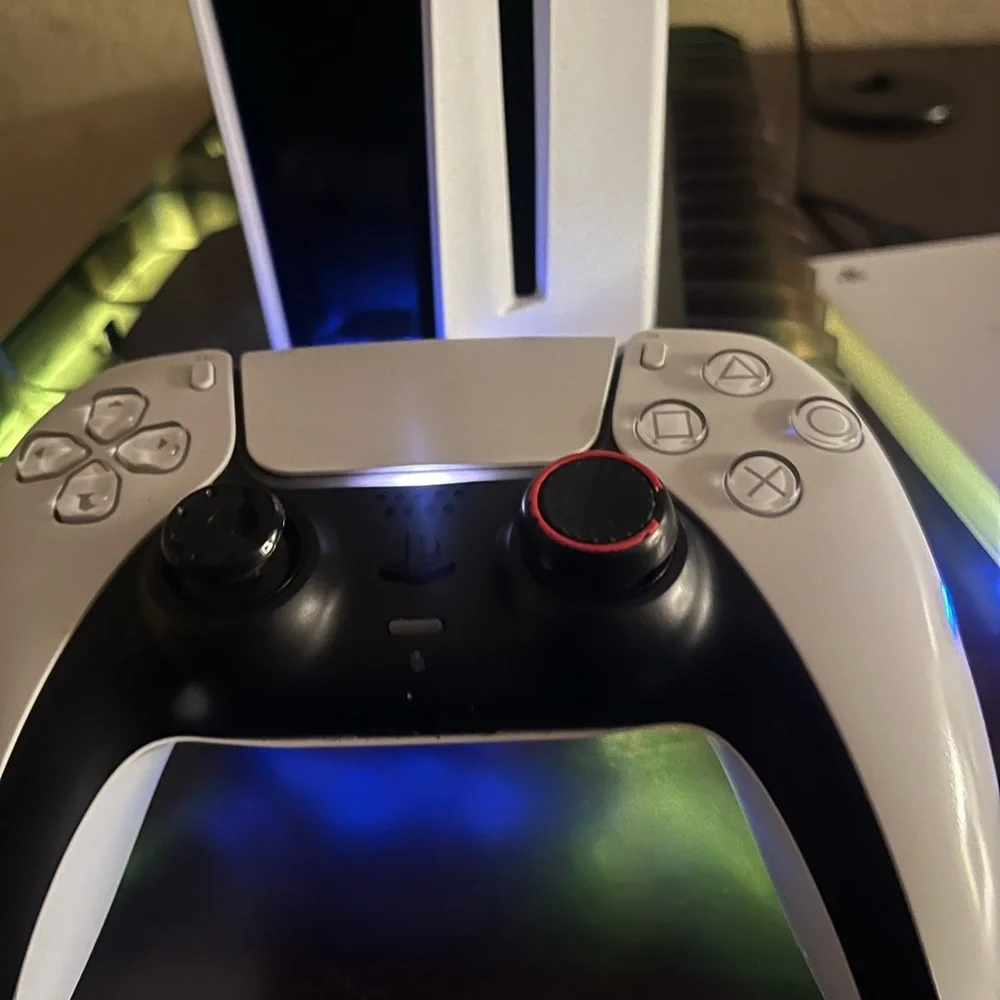 Sony Console in White with Green and Blue Accents